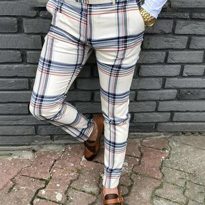 Men's Pants Men Plaid Long Slim Trousers Print Tracksuit Bottoms Skinny Casual Mens Joggers Sweat Track Pant Harem Fashion336P