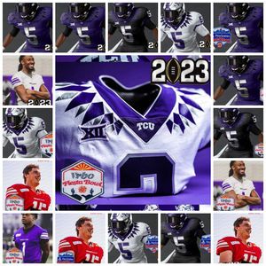 Custom Max Duggan Jersey TCU Horned Frogs Football Championship Jersey Quentin Johnston Jordon Hudson Garrett Hayes Shadrach Banks Wes Harris Chace Biddle MA