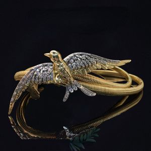 Altri accessori di moda Cintura di marca di lusso 2023 Metal Elastic Bird Waist Gold Stripes Gold Stripes Forma Inserto Donne decorative 230822
