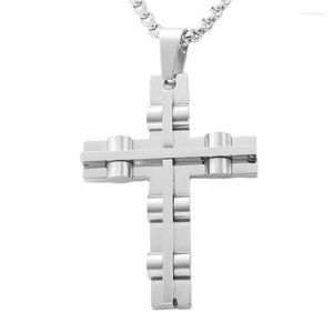 Pendant Necklaces AsJerlya Vintage Cross Necklace For Women Men Stainless Titanium Steel Jesus Chain Sweater Collar Jewelry