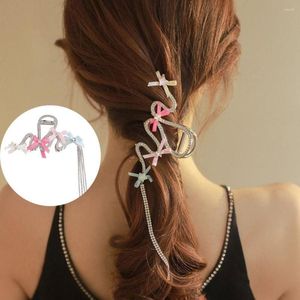 Hair Clips Sweet Cool Fairy Tassel Clip Y2K Rhinestone Crabs Cute Girly Heart Bow Knot Headdress