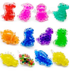 Squishy Stress Balls Decompression Dinosaur Toy Colorful Gel Water Beads Balls Inside Birthday Present Goodie Väskor