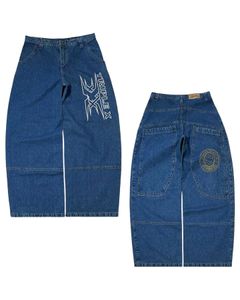 Jeans de Men S Y2K Harajuku impresso Baggy Pocket Super Grande Pocket Simples Wide Hip Hop calça de esfregaço direto de rua 230823