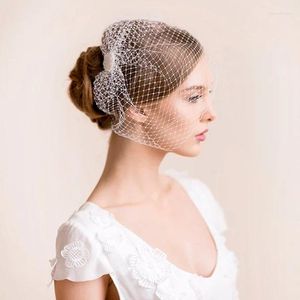 Véus de noiva Branco Face Rede de pássaro Véu encantador de cabelo de casamento Fascinador com pente
