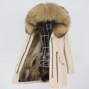 Womens Fur Faux OFTBUY Long Waterproof Parka Real Coat Winter Jacket Women Hood Natural Raccoon Outerwear Streetwear Detachable 230822