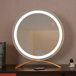 Kompakta speglar Makeup Mirror With Lights Lighted Cosmetic Vanity Mirror med LED -lampor för att klä Bedroom bordsskivor för tjejkvinnor 230823