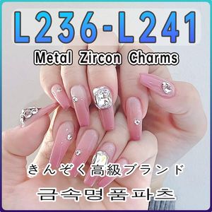 Decorazioni per nail art 10 pezzi/pacchetto L236-L241 in metallo zircone unghie di lusso ad unghie oro decorazione professionale per unghie argento manicure accessori fai-da-te 230822