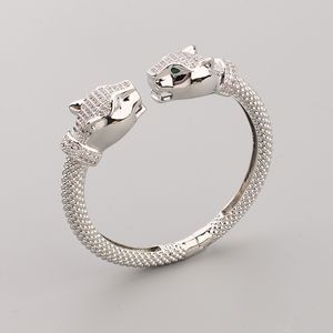 wide 18k gold sliver Leopard Diamond Bangle bracelets chain Love Designer for women men open couple fashion designer Wedding Party Thanksgiving Day Valentine gift