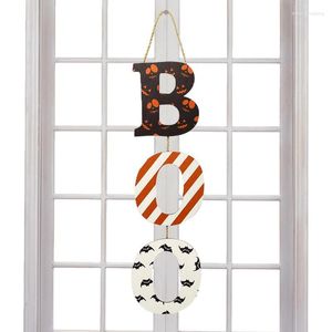 Dekoracja imprezowa Halloween Boo znak do drzwi przedniego drewnianego drewnianego wystroju na ścianę z liny i dekoracji haczyków sprzyja domu