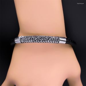 Bangle Colorful Rhinestone Charm Bracelets For Women Men Gift PU Leather Magnetic Clasp Bracelet Handmade Wristband Jewelry