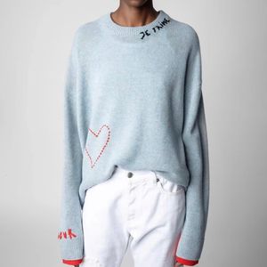 Women's Sweaters ZESSAM Letter Jacquard Knitted Cashmere Woman Sweater Long Sleeve O-Neck Loose Female Pullover Classic Retro Lady Top 230822