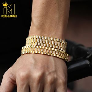 Charm Bracelets Stainless Steel 3 Rows Iced Out Tennis Chain For Men Women Link Hand Hip Hop Goth Jewelry 230822