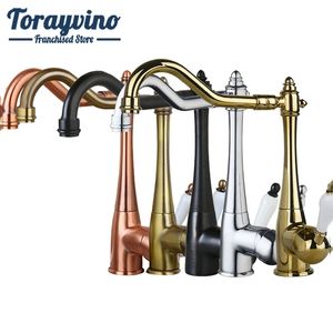 Rubinetti da cucina lavello cucine miscele di rubinetti ruscello antico cromo cromo orb oro finitura in oro rubinetto mazzo di rubinetto montato per rubinetto a freddo mixer 230822 230822