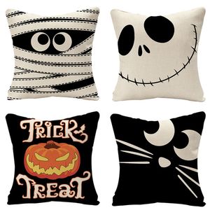 Pillow Case Linen Halloween Fall Cushion Cover 45x45cm Farmhouse Cat Witch Home Throw Pillow Covers For Home Room Couch Decor 230822