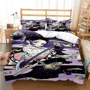 Постилочные наборы аниме демонов Slayer 3D Bedding Set Set Black Devet Cover Cover Set Cover Cover Case Cover Quilt R230823