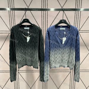 Knitwear Женский градиент дизайнерский дизайнерский свитер NewCord Twist Make Old Fashion с длинными рукавами топ