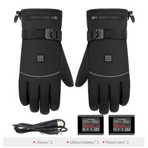 Five Fingers Gloves Motorcycle Electric Heated Touch Screen Skiing Waterproof Rechargeable Heating Thermal Mittens 230823