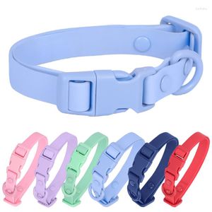 Dog Collars Macaron Color Cute Pet Cat Collar Elastic Webbing Adjustable PVC Small With Bells For Puppies And Cats