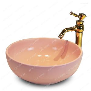 Bathroom Sink Faucets Colorful Ceramic Basin Children's Art Washbasin Kindergarten Inter-Platform Table Round