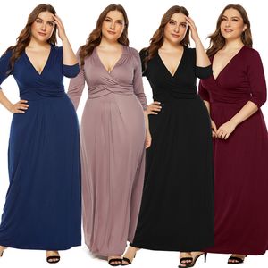 Classy and Charming Plus Size Dress in Europe and America Style with Solid Color AST261582