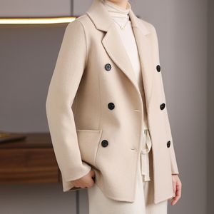 Womens Wool Blends Highend Doubleided Coat Short Winter Black Woolen 230822