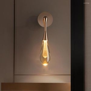 Wall Lamps Clear Crystal Lights Gold Metal For Bedroom Stairs Corridor Restaurant Lamp Water Droplets Shape Drop