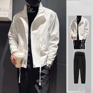 Tracce maschili da uomo di alta qualità adolescente casual abiti casual della corea di colore solido set 2 pezzi set di uomini pantaloni per la giacca per giovani utensili x142