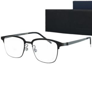 Präzise quadratische Augenbrauendesign Männer Brille Rahmen Leicht Titan Fullrim50-19-145 für verschreibungspflichtige Brille Brille No-Screw Elastic Hinge835 Fullset Case