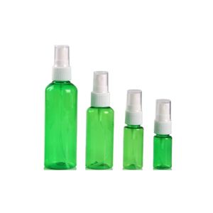 wholesale PET Green Plastic Perfume Atomizer Bottles White Press Spray Pump Clear Cover Refillable Bottle Cosmetic Packaging Containers 10ml LL
