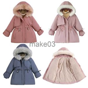 Down Coat Girls Jacken 28 Jahre 2023 Winterkinder verdickte warme Oberbekleidung Kinder Kapuzepelzkragen Jacke Jungen Girl Party Schichten J230823