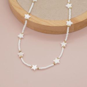 Ketten Go2Boho weiße Perlenschale Star Halsketten für Frauen Sommer Beach Mode Schmuck