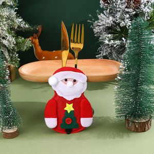 Partihandel julkärlhållare gaffel knivskoon täcker bordsartiklar täcker innehavare väska xmas träd party dekorationer middag bord dekor juldekorationer