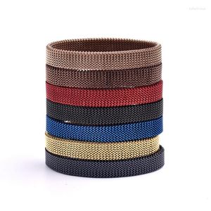 Braggle di alta qualità di alta qualità colorato inossidabile in acciaio inossidabile elastico braccialetti di fascino in maglia per uomo Regalo per gioielli da donna