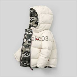 Down Coat Children's down and Wadded Jacket Children DoubleSided Wear Boys and Girls Thick Winter Clothes CottonPadded Jacket Kids' Coat J230823