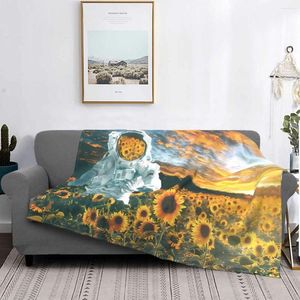 Coperte in una galassia lontana coperta di girasole in pile Plush di tiro a quadri super caldo traspirato per il tappeto da letto