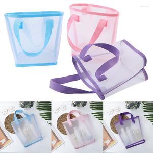 Aufbewahrungstaschen tragbare Outdoor -Strandbeutel Kosmetische transparente Handtasche Mesh Make -up -Hülle Frauen Mode bequemes Schwimmen