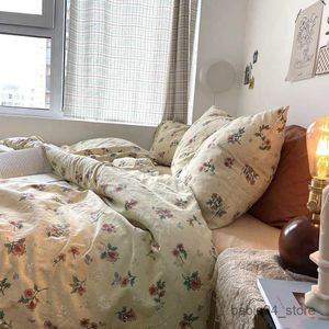 Bedding sets Retro Floral Size Bedding Set Cotton Home Textile Bedding Sets Soft Single Double Duvet Cover Set with Sheets R230823