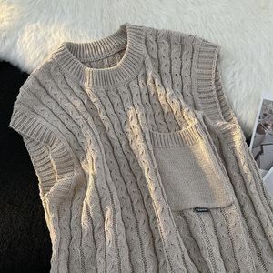 メンズベスト秋の日本のセーターベストファッションカジュアルニットプルオーバーメンズワイルドルーズ韓国編みのセーターメンズ服G140