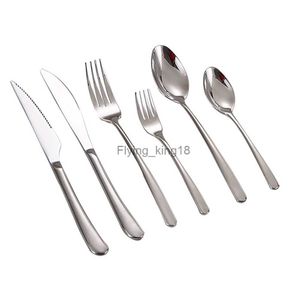 6-36 stycken 304 Rostfritt servisuppsättning Cutlery Set Steel Classic Dinner Set Knife Fork Western Table Resultat Restaurang HKD230812
