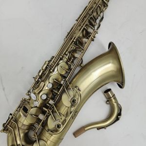 Classic Antique Copper BB Professional Tenor Saxophone Antique Borsted Craft Utsökta mönster Tenor Sax Jazz Instrument