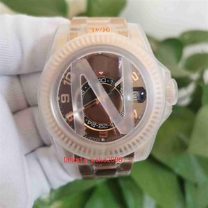 AI Perfect Version Watches Cal 9001 Bewegung 42mm 326935 Roségold Brown Dial Digital GMT Month Red Dot Workin Mechanical Automati2314