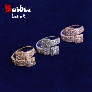 Band Rings Bubble Letter Baguettte Ring for Women Justerbar Real Gold Plated Hip Hop Jewelry Trend Drop 230822