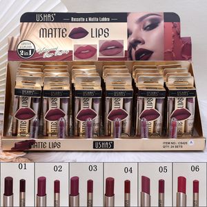 Lipstick 24pcs Lipstick Lip Liner Set 6 Cores à prova d'água Lip Lip Lip High Pigmented Slim Longing Lip Gloss 230823