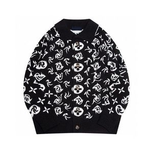2023 Осень и зимний пуловер с длинными рукавами модный свитер для мужчин и женщин Тот же классический черно-белый свитер 1H38