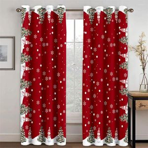 Curtain 3D Print Merry Christmas Red Snowman Santa Claus Thin Shading 2 Panels For Bedroom Living Room Home Hook Decor