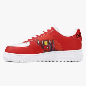 Zapatos de bricolaje uno rojo para hombres, mujeres, plataforma, zapatillas de deporte casuales, texto personalizado con zapatillas de deporte de estilo fresco, zapatos de moda para exteriores 36-48 64326