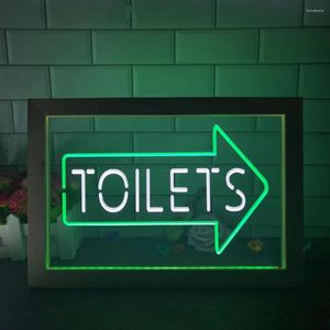 Decorazione per feste igieniche freccia bagno bagno bagno a doppio colore a led neon fila tela