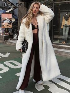Feminino furão feminino cardigã casaco lapela feminina quente sobretudo com cinto outono inverno manga longa lady steetwear casacos fofos 230822