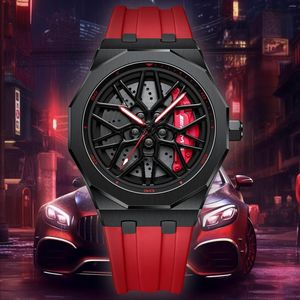 Wristwatches Original 3D Real Man Watches Waterproof Rotate Car Rim Watch Quartz Men's Sports 360° Spinning For Men Clock AMG G55