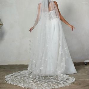 Velo velo da sposa velo in tulle bianco con fiori floreali accessori lunghi da 300 cm morbido pettine per matrimoni avorio personalizza